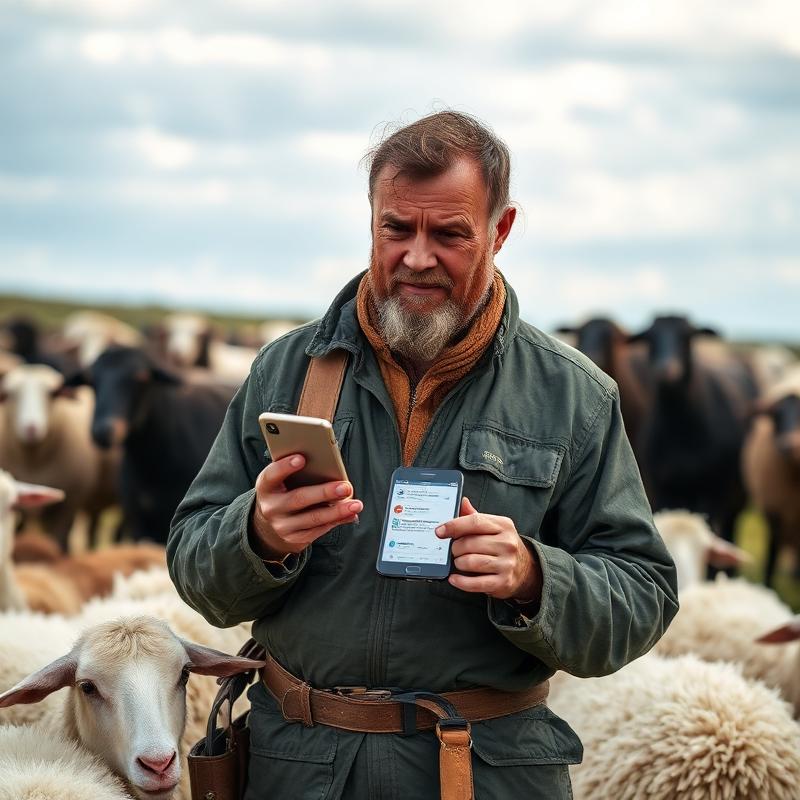 Shepherd using tracking app