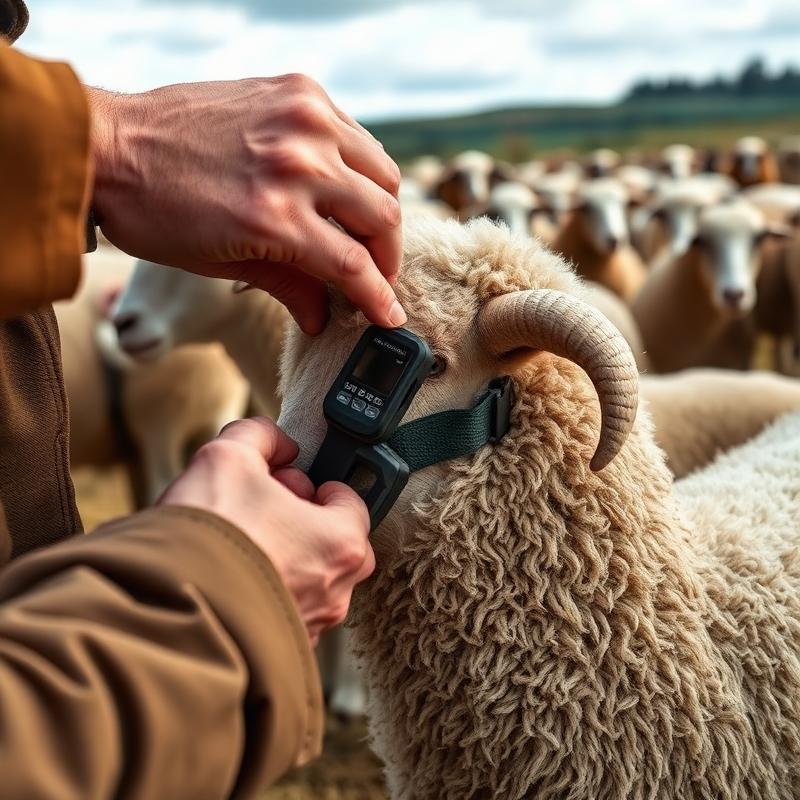 Attaching GPS collar to sheep